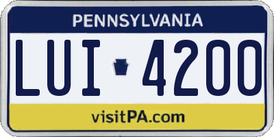 PA license plate LUI4200