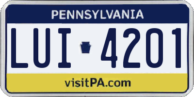 PA license plate LUI4201