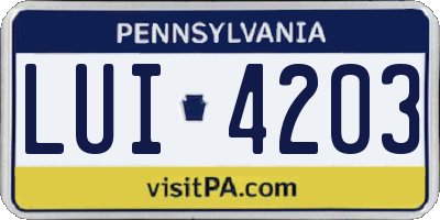 PA license plate LUI4203