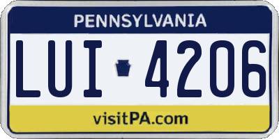 PA license plate LUI4206