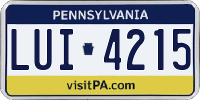 PA license plate LUI4215