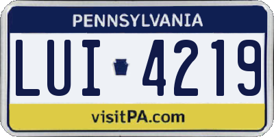 PA license plate LUI4219