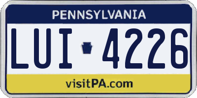 PA license plate LUI4226