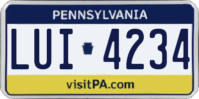 PA license plate LUI4234