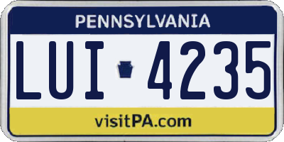 PA license plate LUI4235