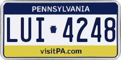 PA license plate LUI4248