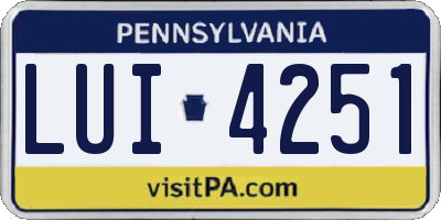 PA license plate LUI4251