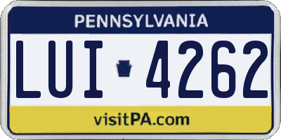 PA license plate LUI4262