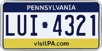 PA license plate LUI4321
