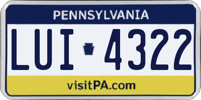 PA license plate LUI4322