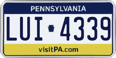 PA license plate LUI4339