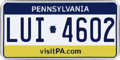 PA license plate LUI4602