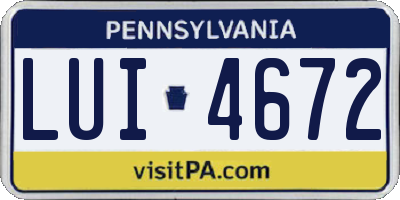 PA license plate LUI4672