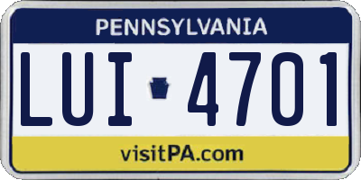 PA license plate LUI4701