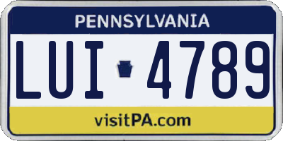 PA license plate LUI4789