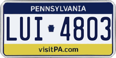 PA license plate LUI4803