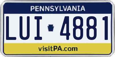 PA license plate LUI4881
