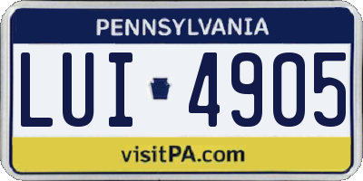 PA license plate LUI4905