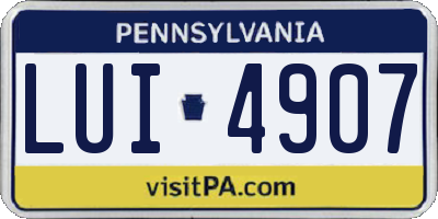 PA license plate LUI4907