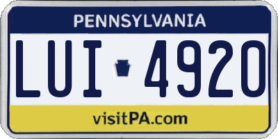 PA license plate LUI4920