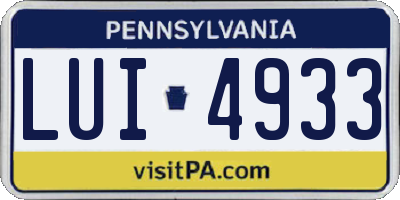 PA license plate LUI4933
