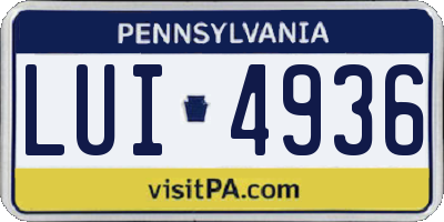 PA license plate LUI4936