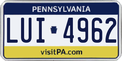 PA license plate LUI4962