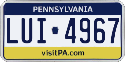 PA license plate LUI4967