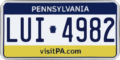 PA license plate LUI4982