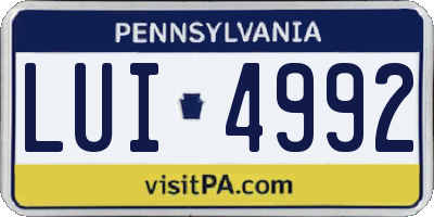 PA license plate LUI4992
