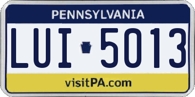 PA license plate LUI5013