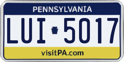 PA license plate LUI5017