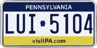 PA license plate LUI5104