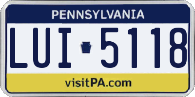 PA license plate LUI5118