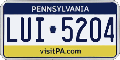 PA license plate LUI5204