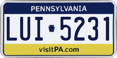 PA license plate LUI5231