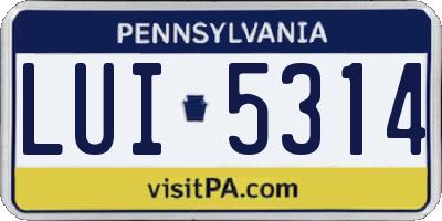 PA license plate LUI5314