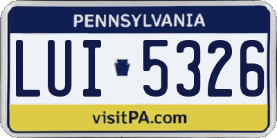 PA license plate LUI5326