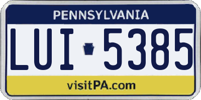 PA license plate LUI5385