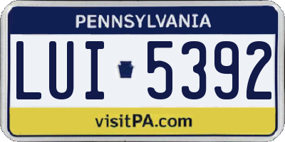 PA license plate LUI5392
