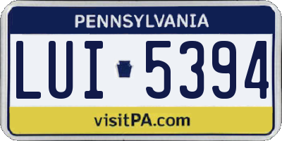 PA license plate LUI5394