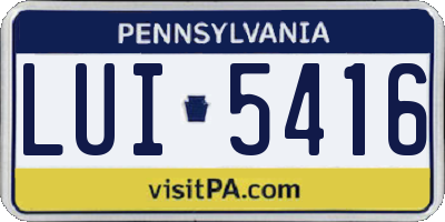 PA license plate LUI5416