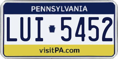 PA license plate LUI5452