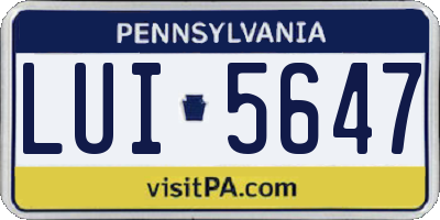 PA license plate LUI5647