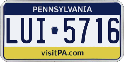 PA license plate LUI5716