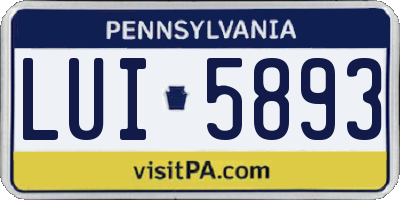 PA license plate LUI5893