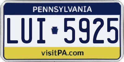 PA license plate LUI5925