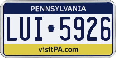 PA license plate LUI5926