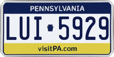 PA license plate LUI5929
