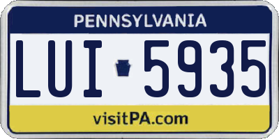 PA license plate LUI5935